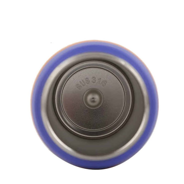 Close-up of a wheel with blue rim and metal center on a white background