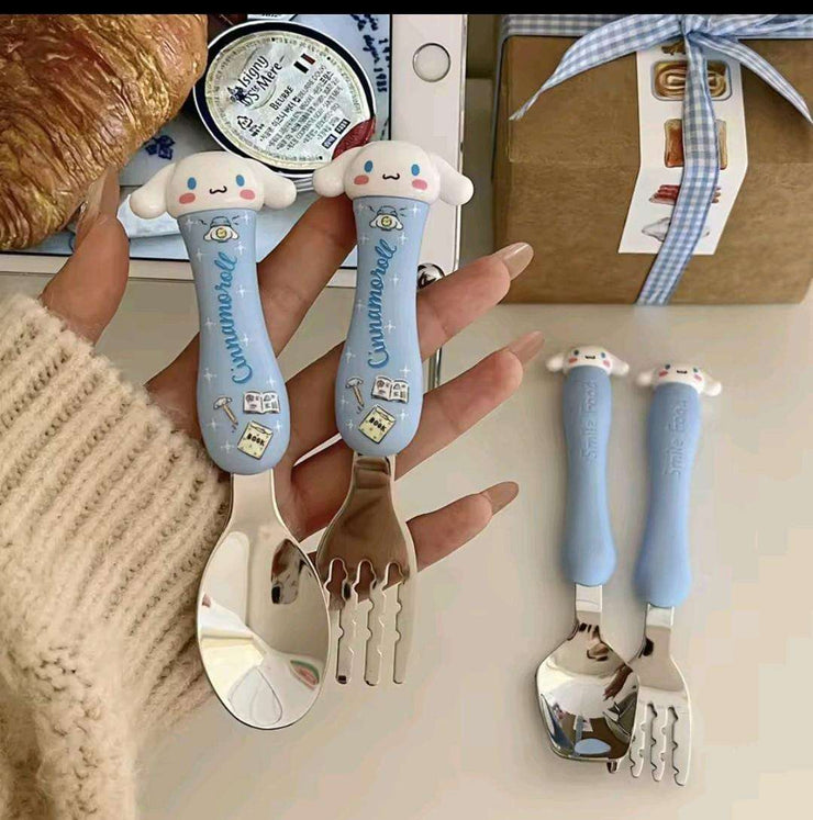 Sanrio-Themed 304 Steel Cutlery Set – Kuromi, My Melody, Hello Kitty & Cinnamoroll