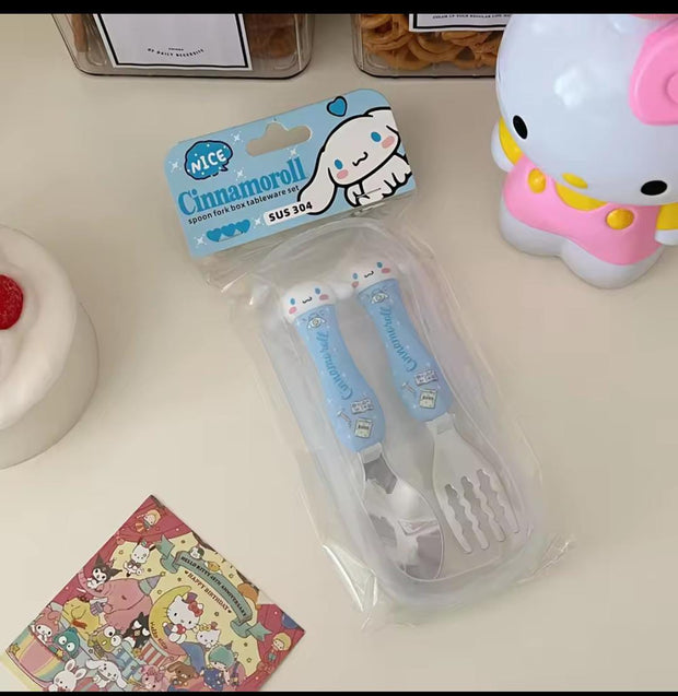 Sanrio-Themed 304 Steel Cutlery Set – Kuromi, My Melody, Hello Kitty & Cinnamoroll