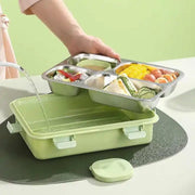 4-Compartment Leak-Proof Stainless Steel Lunch Box with Cutlery & Dip Container - Share Happiness with Every Meal!