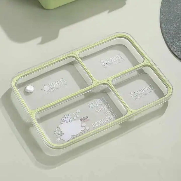 4-Compartment Leak-Proof Stainless Steel Lunch Box with Cutlery & Dip Container - Share Happiness with Every Meal!