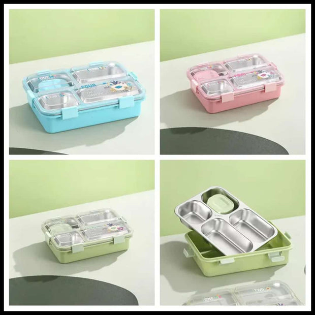 4-Compartment Leak-Proof Stainless Steel Lunch Box