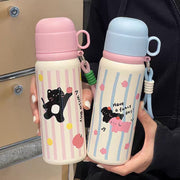 Rabbit-Themed 550ml 316 Steel Water Bottle with Cup