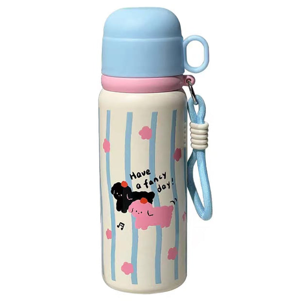 Rabbit-Themed 550ml 316 Steel Water Bottle with Cup