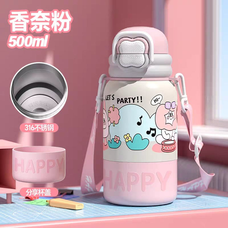 Happy Power! 500ml 316 Steel Kids' Water Bottle