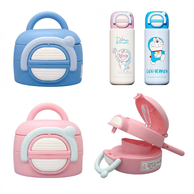 Official Doraemon 480ml Water Bottle - 316 Stainless Steel, Leakproof Lock & Carry Handle | Pink