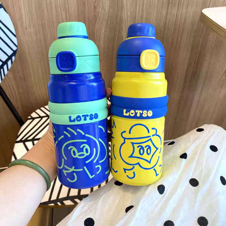 Steel Water Bottle - Dual Drinking (Straw & Direct Sip)