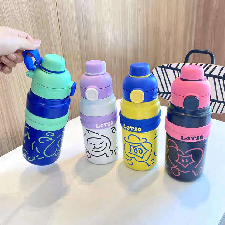Steel Water Bottle - Dual Drinking (Straw & Direct Sip)