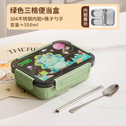 3-Compartment Stainless Steel Lunch Box - 550ml Leakproof & Insulated