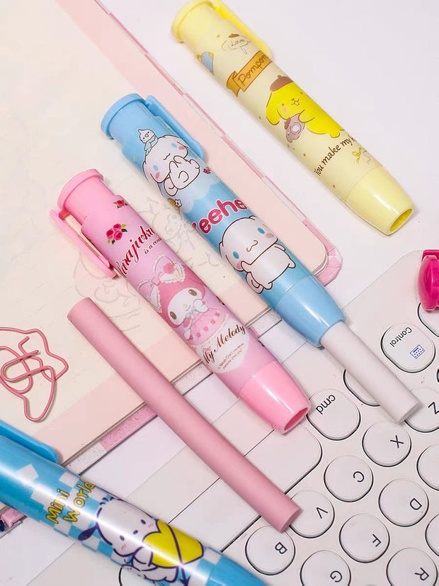 Sanrio Push-Pop Eraser Collection – Hello Kitty, My Melody & Cinnamoroll Cute Character Erasers | Apna Bazaar Lahore