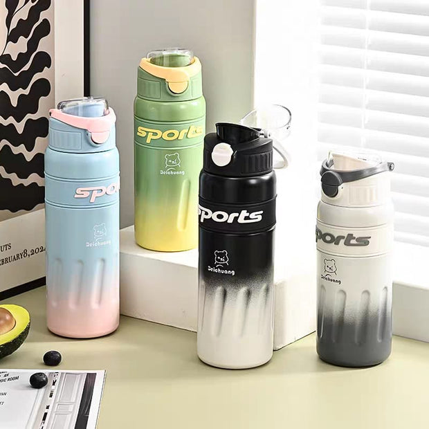 Sports" 360° Leakproof Stainless Steel Water Bottle