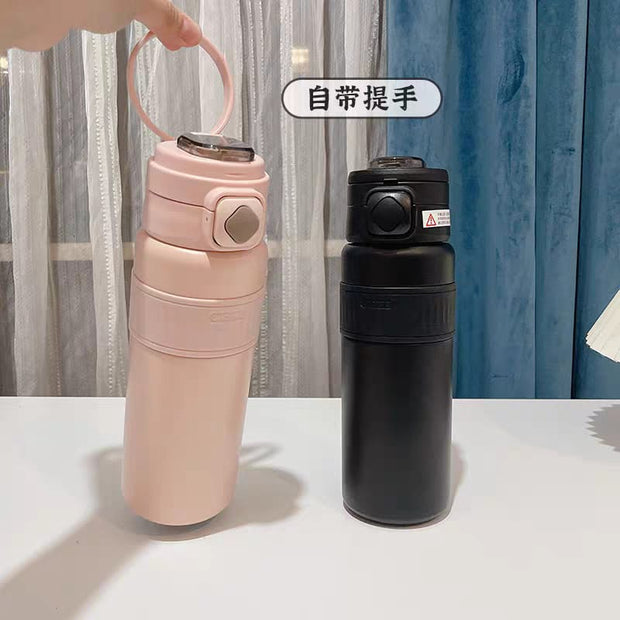 Dual-Drink Water Bottle - 316 Stainless Steel with Straw & Sip Lids