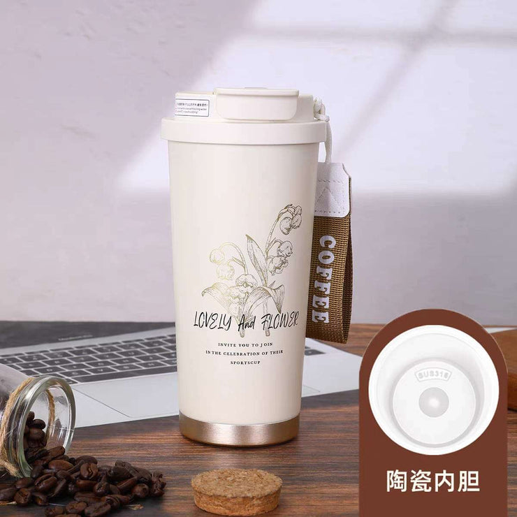 Lovely & Flower" Ceramic Coffee Cup