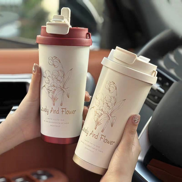 Lovely & Flower" Ceramic Coffee Cup