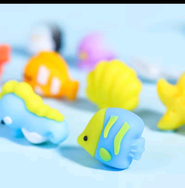 12-Piece 3D Sea Animal Eraser Set