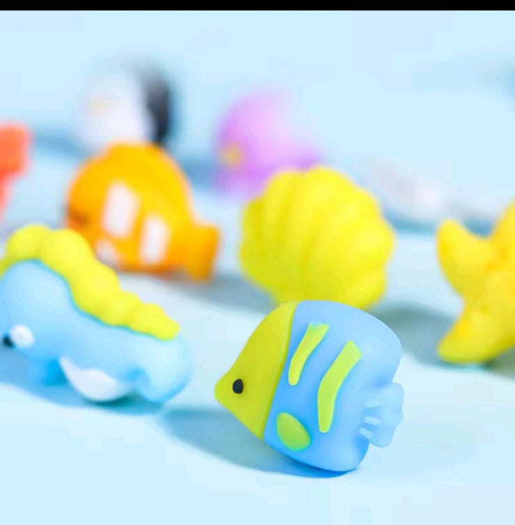 12-Piece 3D Sea Animal Eraser Set