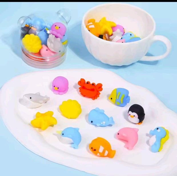 12-Piece 3D Sea Animal Eraser Set