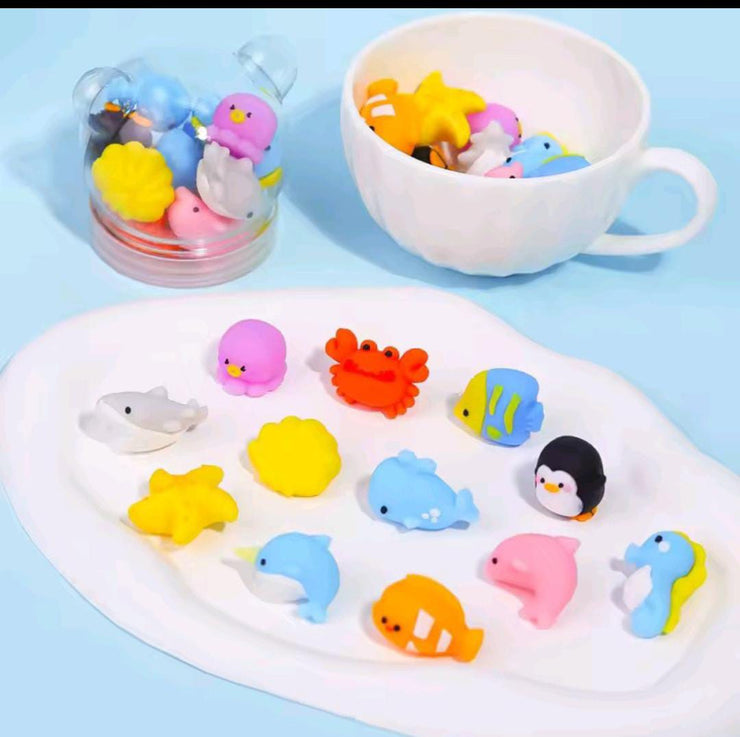 12-Piece 3D Sea Animal Eraser Set