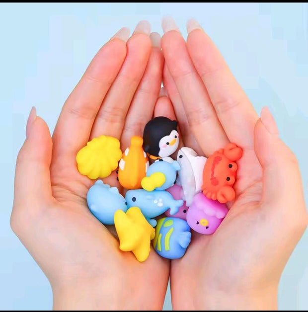 12-Piece 3D Sea Animal Eraser Set