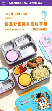 3D Cartoon 4-Compartment Stainless Steel Lunch Box