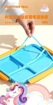 3D Cartoon 4-Compartment Stainless Steel Lunch Box