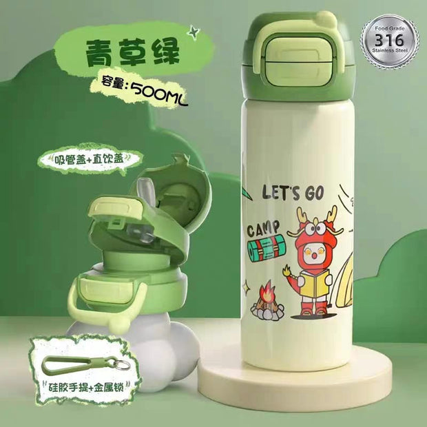 Premium 500ml Dual-Lid Stainless Steel Bottles