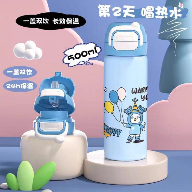 Premium 500ml Dual-Lid Stainless Steel Bottles