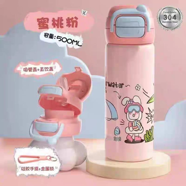 Premium 500ml Dual-Lid Stainless Steel Bottles