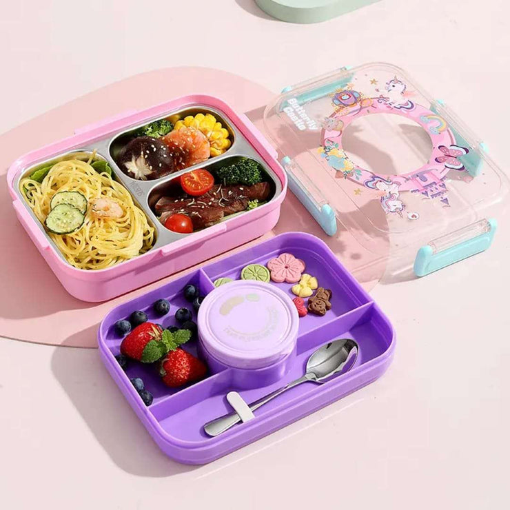3-Compartments Stainless Steel Lunch Box - Leak-Proof & Bento Style