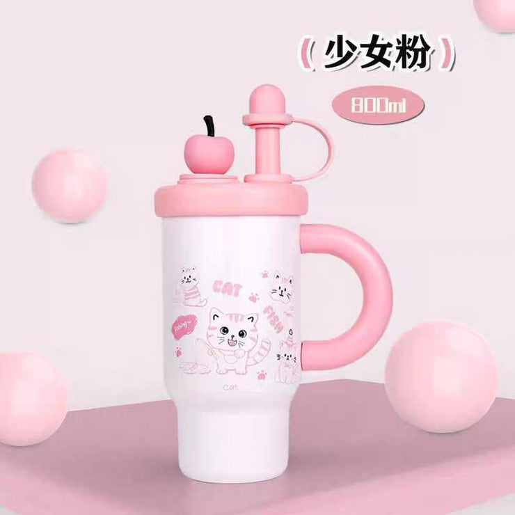 Steel Tumbler - 800ml Dual Drinking Lids, 12-Hour Heat Retention