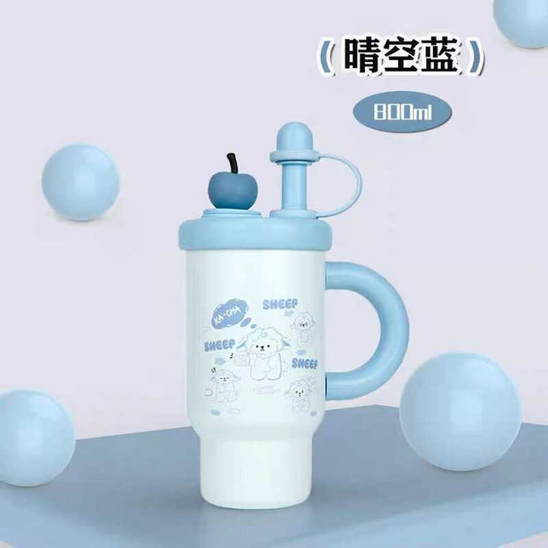 Steel Tumbler - 800ml Dual Drinking Lids, 12-Hour Heat Retention