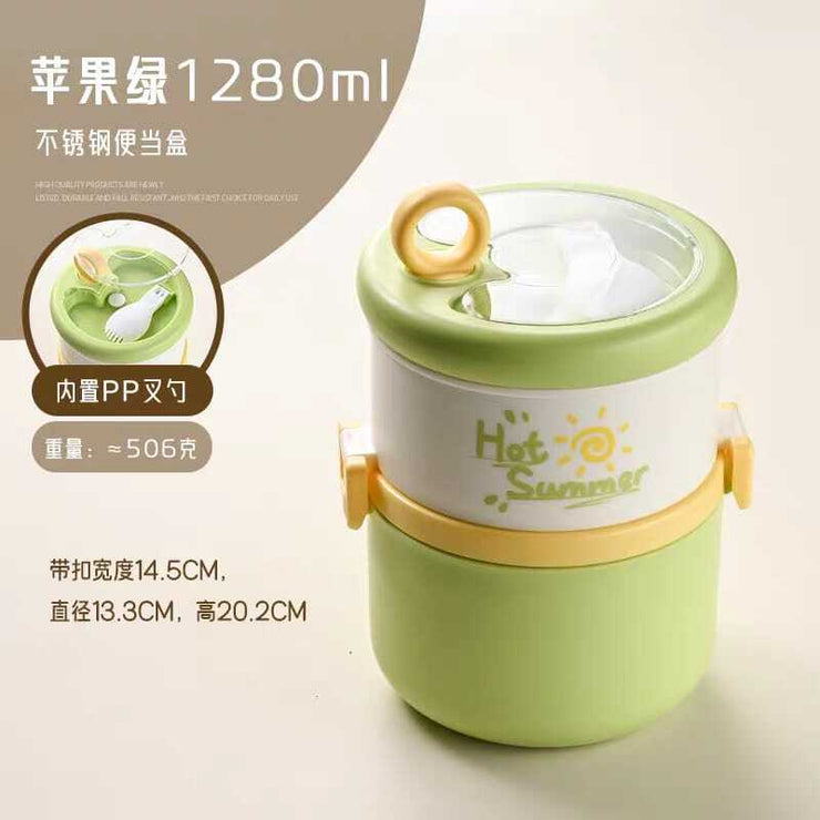 Double-Layer Steel Lunch Box - 1280ml Large Capacity