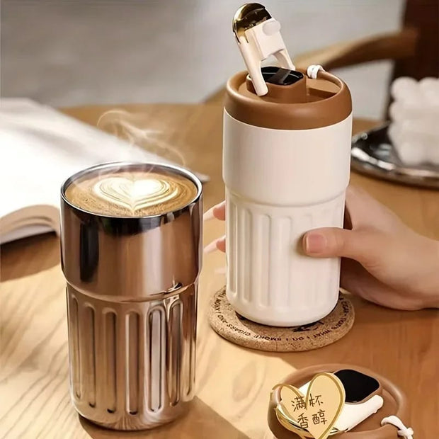 stainless steel cup with temperature display