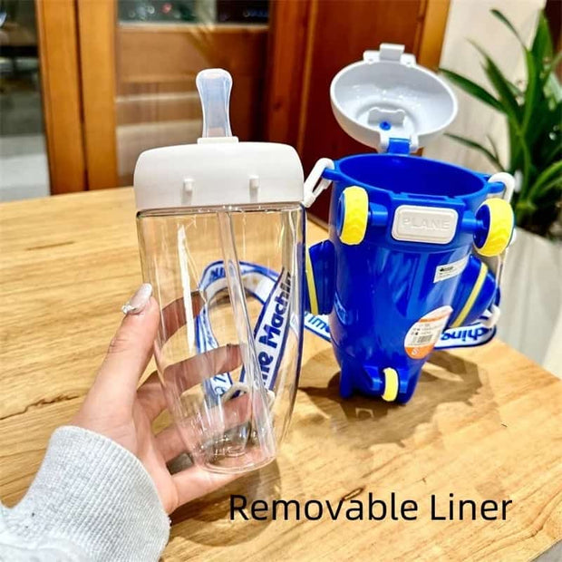 Aircraft Plane Straw Plastic Water Bottle