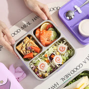 Stainless Steel Leak-Proof Lunch Box with Sauce Bowl – Available in Panda, Parrot, Unicorn, and Mermaid Characters