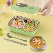 Stainless Steel Double-Layered Partitioned Lunch Box