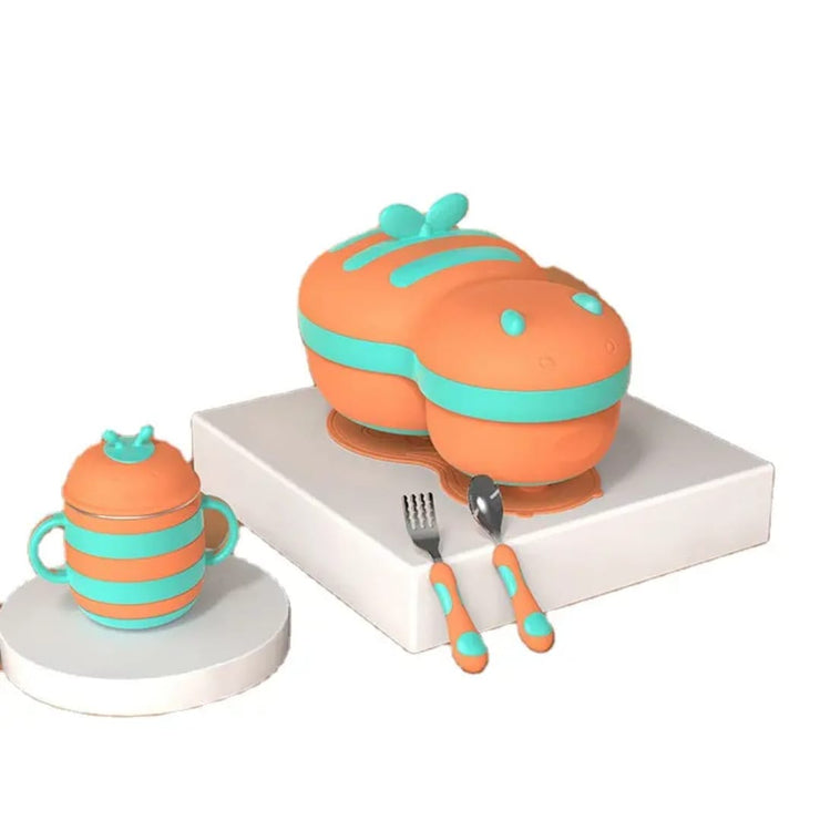 Baby Feeding Bowl Set with Silicone Suction and Stainless Steel Food Warmer