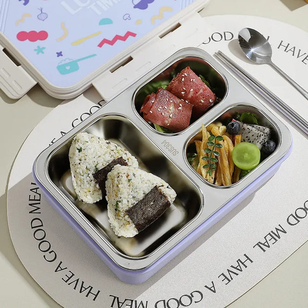 Stainless Steel 2 & 3  Compartment Hot & Cool Leak-Proof Bento Lunch Box