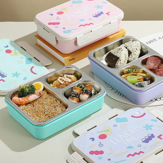 Stainless Steel 2 & 3  Compartment Hot & Cool Leak-Proof Bento Lunch Box