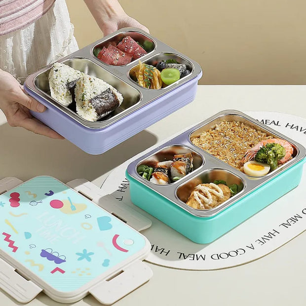 Stainless Steel 2 & 3  Compartment Hot & Cool Leak-Proof Bento Lunch Box