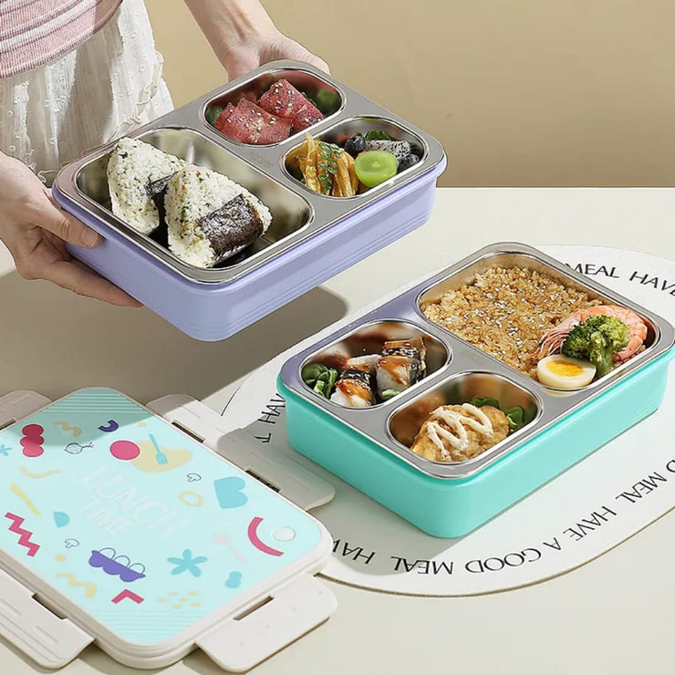 Stainless Steel 2 & 3  Compartment Hot & Cool Leak-Proof Bento Lunch Box