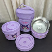 Kaola Brown & Strawberry Bear Insulated Lunch Box Set - 600ml + 400ml + 400ml Bowls with Lunch Bag