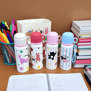 "A Wish!" Rabbit-Themed 550ml 316 Steel Water Bottle with Cup - Elegant & Eco-Friendly Hydration