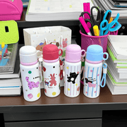 "A Wish!" Rabbit-Themed 550ml 316 Steel Water Bottle with Cup - Elegant & Eco-Friendly Hydration